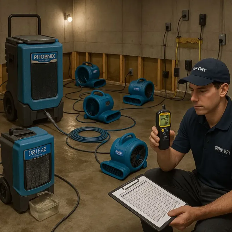 Structural Drying and Dehumidification process in Ina, IL